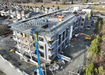Aerial view of long term care home under construction