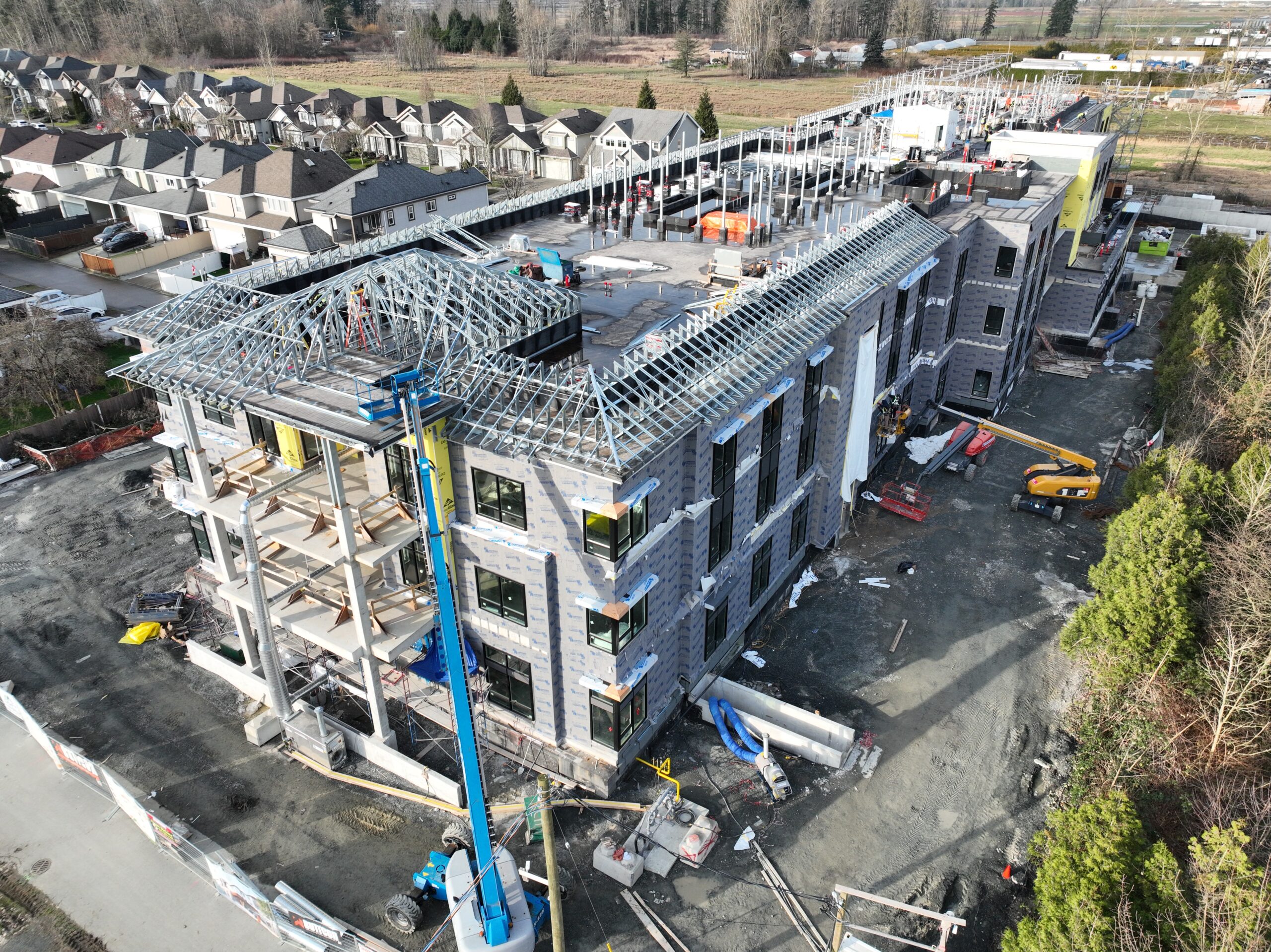 Aerial view of long term care home under construction